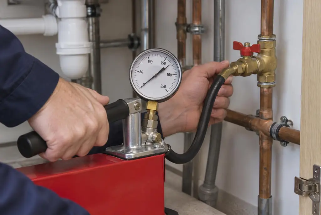 Lekdetectie Leiderdorp – druktest op een waterleiding met een manometer